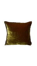 The Art of Creating Inc's Square Pillow in silk velvet, milk chocolate color, features a soft, plush texture and hidden zipper closure, shown on a white background.