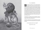 An enchanting black and white illustration from Tarot of the Woodland Wardens by Jessica Roux (Simon & Schuster) showcases a lion adorned with roses and feathers in its mane, accompanied by a woman gently holding open its mouth. To the right, text explains the symbolism and meanings behind the Strength tarot card. Much like Jessica Roux’s signature nature-themed style in this 224-page mixed media deck, flora and fauna are thoughtfully woven into this evocative tarot scene.