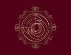 Discover “Spells: A Little Deck of Enchantments” by Lorriane Anderson from Simon & Schuster—a set of 40 English flashcards featuring symmetrical circular designs with geometric spirals, crescent moons, and mystical eyes on a maroon background, perfect for spell card collections or infusing your décor with witchy inspiration.