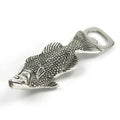 The Vagabond Vintage Metal Fish Bottle Opener features an ergonomic, fish-shaped design with detailed scales and fins. Its tail acts as a convenient bottle opener, providing a comfortable grip and easy use on any surface.