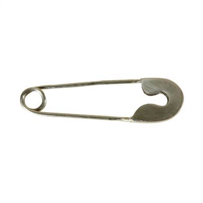 The HomArt Safety Pin - Lrg - Nickel is shown open against a white background, ideal for adding style to any unique safety pin collection.