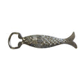 The Madison Bay Co. Nickel-Plated Brass Fish Bottle Opener, 6", features detailed scales and fins, with the fish’s mouth serving as the bottle opener—an elegant touch for historical home decor.