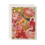 The Wild Florals greeting card: Single by Red Cap Cards features vibrant flowers, green leaves, and a monarch butterfly. Printed in the USA, it comes with a white envelope included behind the card.