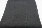 Close-up of a black ribbed knit fabric set against a white background—perfect for Choice Alpaca Products' Alpaca Leggings, prized for their temperature regulation and moisture wicking qualities.