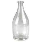 The HomArt Peppered Glass Bottles, Set of 2, features clear glass with narrow necks and wide, rounded bodies—ideal as stylish decor accents for any space.