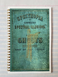 The Parcel "Spectropia, Spectral Illusions and Ghosts" journal has lined pages and a vintage-style cover mimicking an old book, set on turquoise with a worn texture—ideal for fans of textured watercolor notebooks and ghostly motifs.