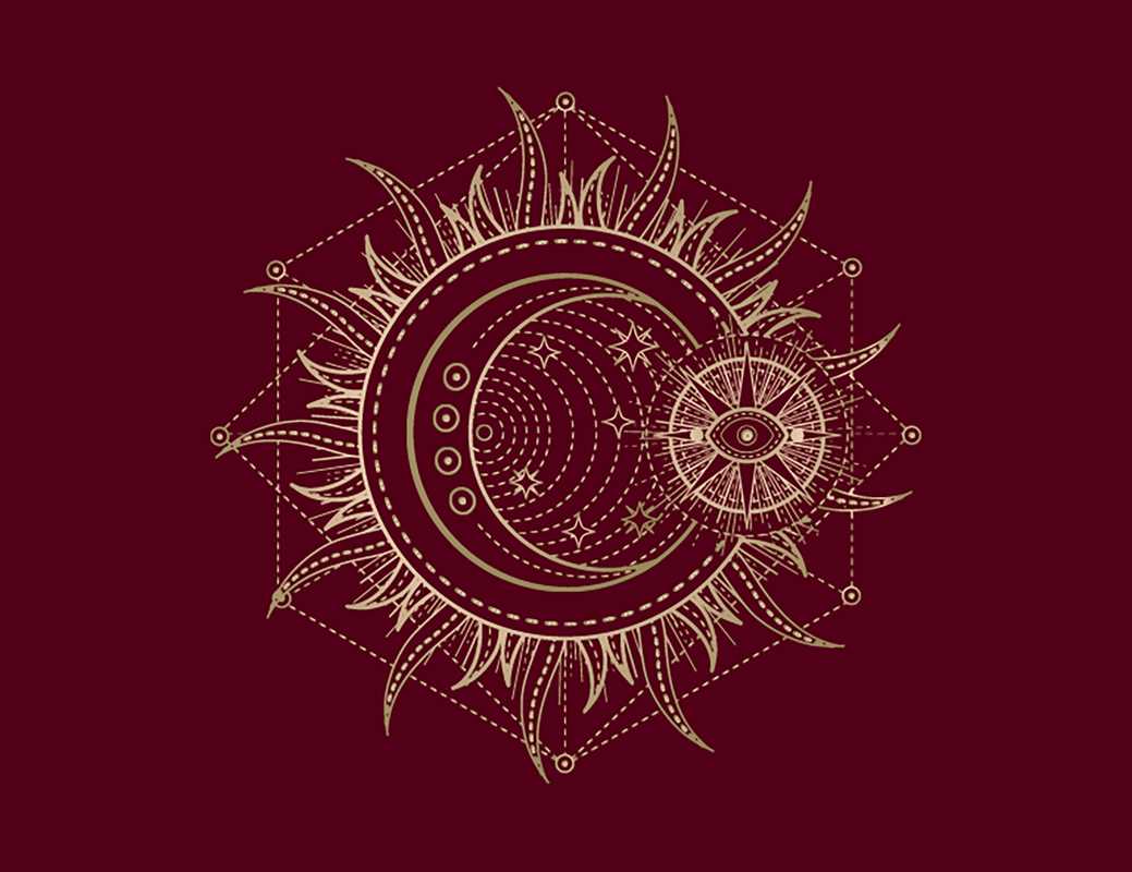 Experience mystical inspiration with “Spells: A Little Deck of Enchantments” by Lorriane Anderson from Simon & Schuster. This enchanting 40-page flashcard set features gold line art designs—including crescent moons, stylized sun rays, lunar phases, eyes, and geometric motifs—set against a maroon background for a celestial, witchy aesthetic. Perfect as artwork for spell cards or anyone drawn to magical themes.