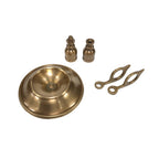 The Madison Bay Co. Brighton Bun Traveling Chamberstick Set, a historical home decor reproduction, features two decorative arms and threaded sockets in antique brass style, shown on a white background.