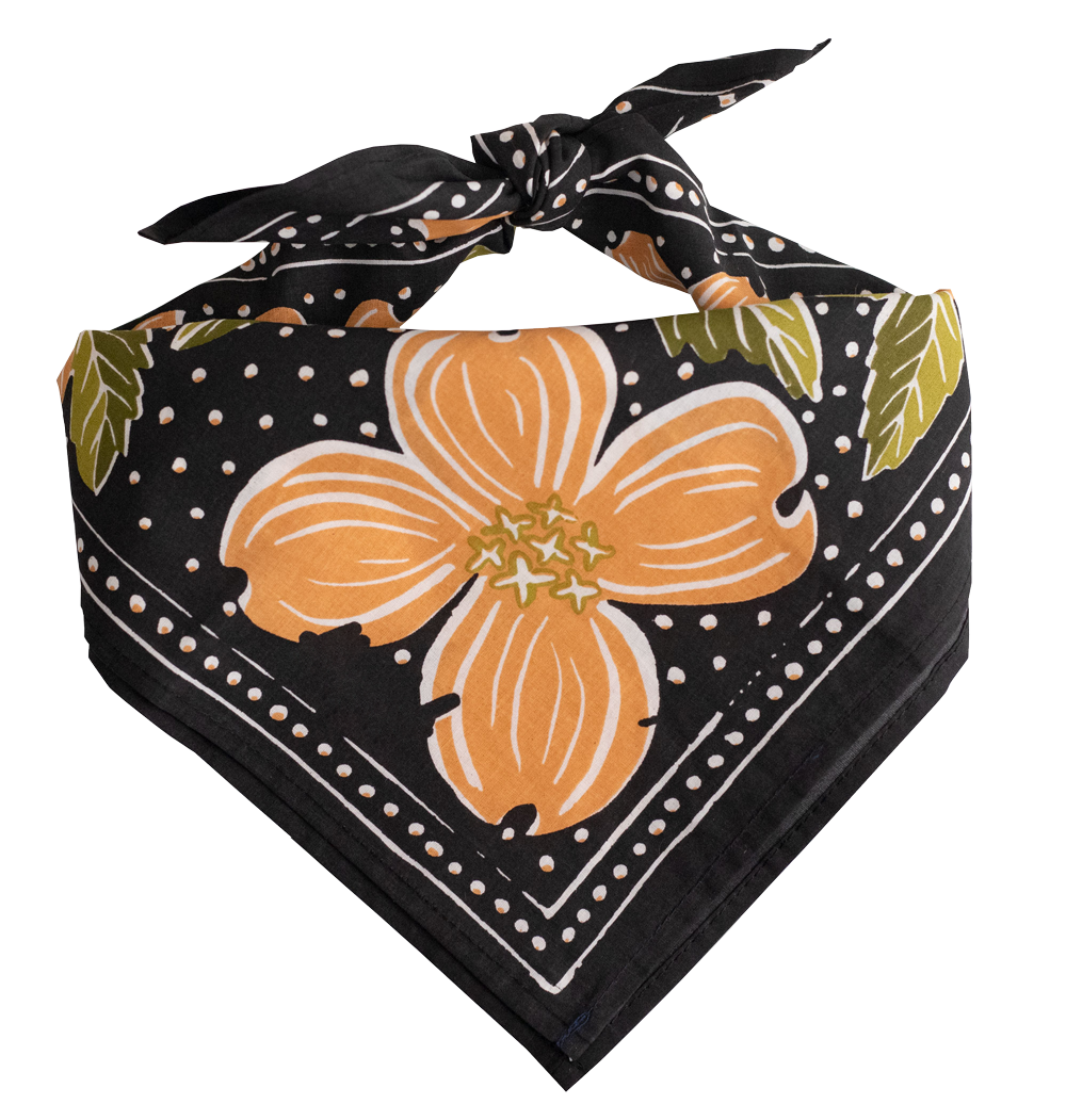 The No. 046 Amy Bandana by Handker Bandanas features a charming floral design, making it perfect for adding a playful touch to any outfit.