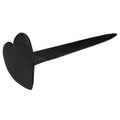 The HomArt Heart Nail, Black features a metal design with a flat, heart-shaped head and long, pointed stake—perfect as a chic utility garden marker or decorative hanger.