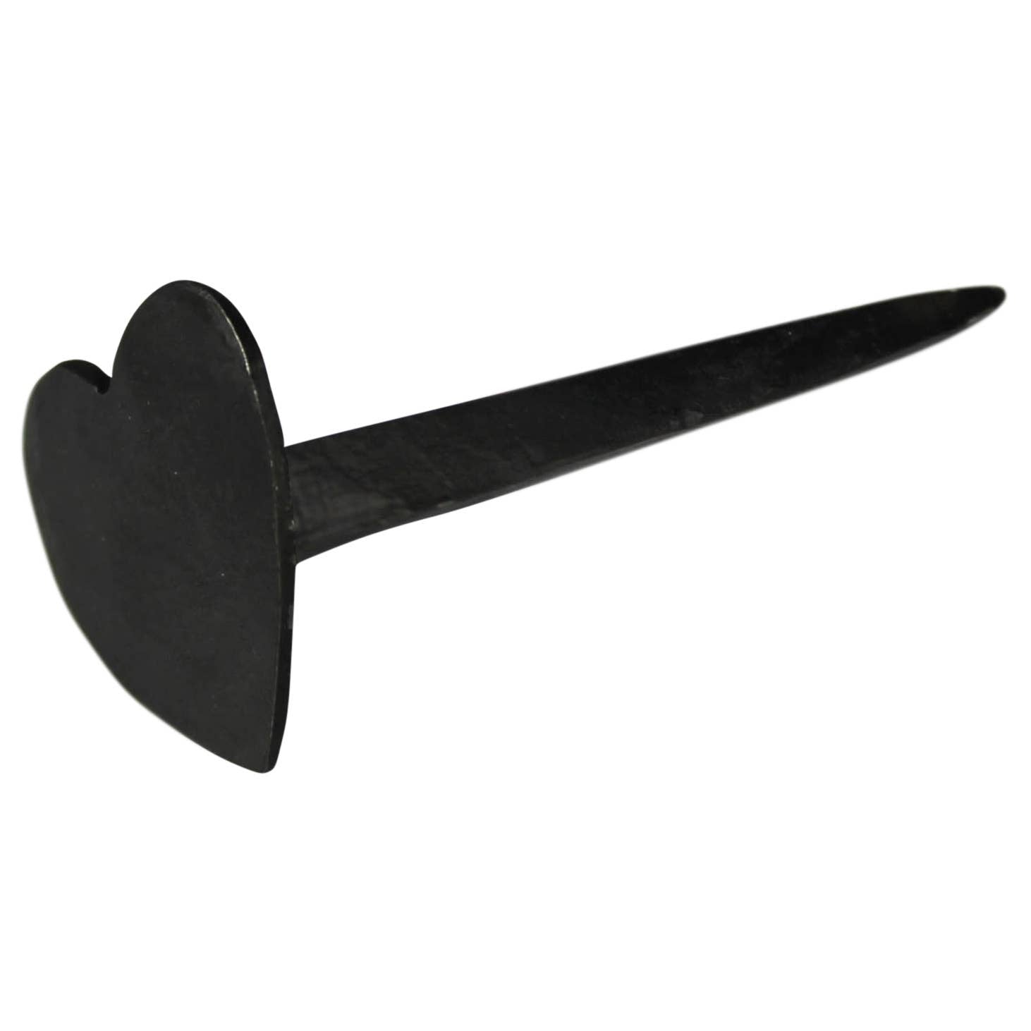 The HomArt Heart Nail, Black features a metal design with a flat, heart-shaped head and long, pointed stake—perfect as a chic utility garden marker or decorative hanger.