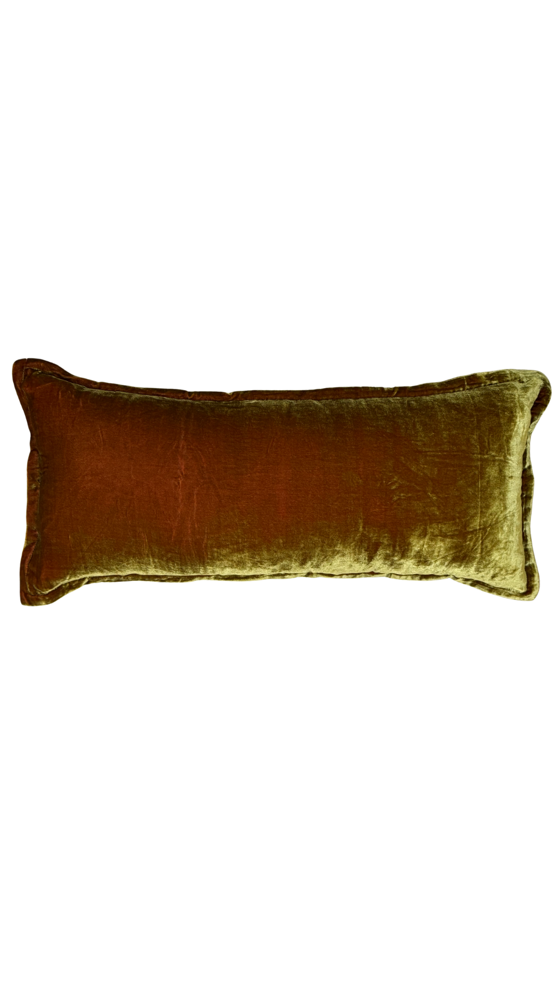 The Art of Creating Inc Rectangle Pillow in milk chocolate silk velvet, featuring a hidden zipper closure, is displayed against a white background.