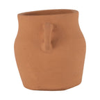 The Foreside Home & Garden Natural Hand Thrown Terracotta Vase with Handles features a rounded body, narrow opening, and a single small side handle, displayed on a white background.