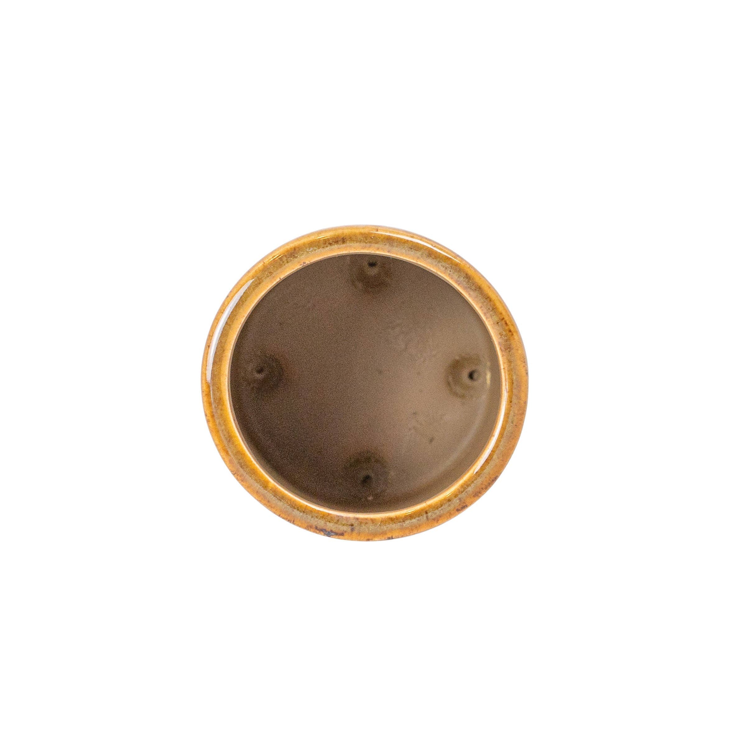 Top-down view of the Foreside Home & Garden Glossy Brown Ceramic Planter Pot, round with a smooth rim and plain interior, featuring a subtle brown reactive glaze, set against a white background.