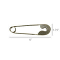 The HomArt Safety Pin - Lrg - Nickel is shown horizontally, measuring 6" long by 1.75" wide—a funky accent perfect for use as a stylish key holder or unique decor piece.