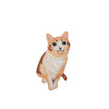 The Orange Tabby Cat embroidered iron on patch by Wholesale Applique features a realistic kitten sitting upright with big eyes and a slight smile, perfect for pet lovers and animal-themed projects.