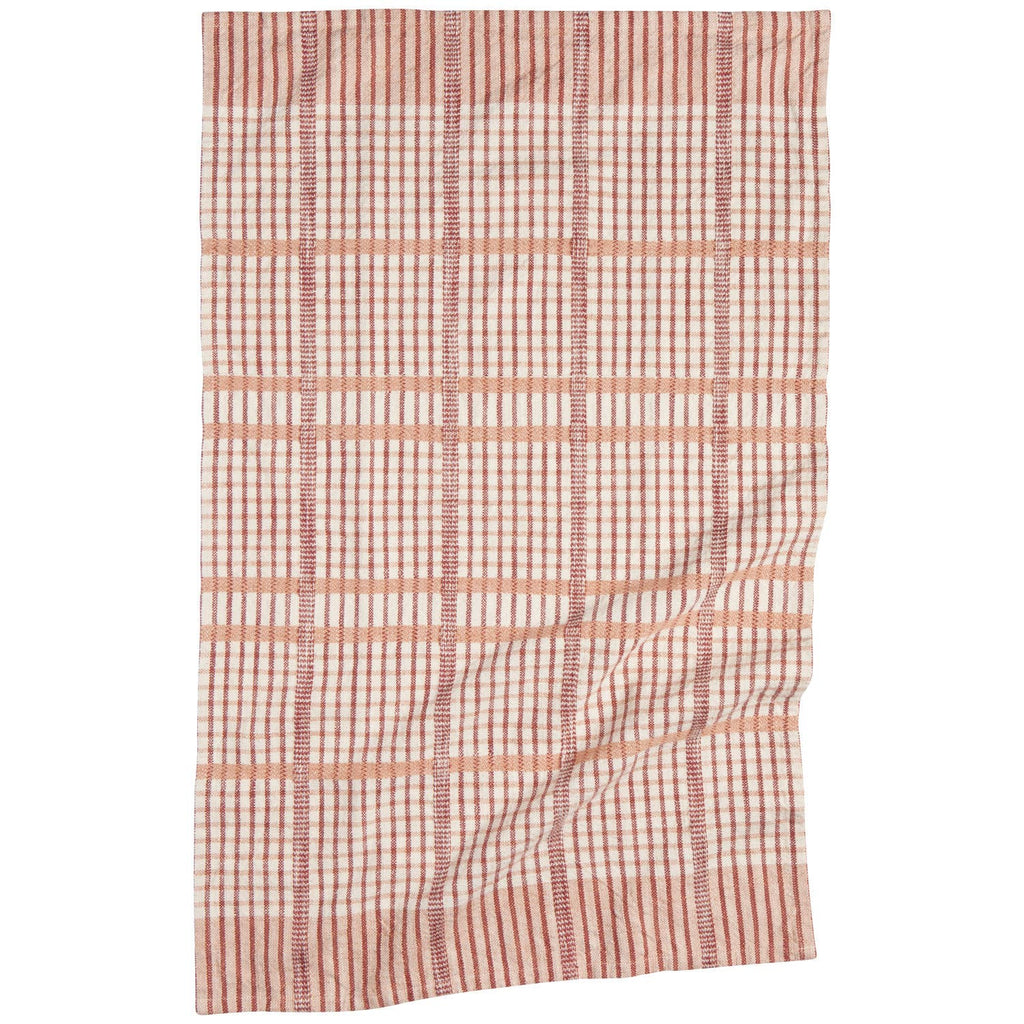 The Bisque Finley Check Dishtowels Set of 2 by Danica Heirloom features a classic red and white plaid cotton design—wrinkle-ready and ideal for any kitchen.