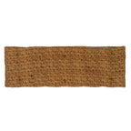 The Mayur Block Print Velvet French Mattress by Indaba Trading is a rectangular, brown mat with a textured, grid-like block print pattern, shown from above on a white background.