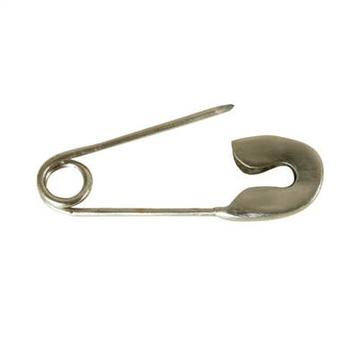 A single HomArt Safety Pin - Lrg - Nickel is shown open on a white background.