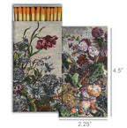 The HomArt Match - French Floral features a floral and fruit illustration on the cover, with safety matches inside. Measuring 4.5" tall by 2.25" wide, it's a stylish addition to your match box or graphic decor collection.