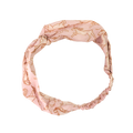 The Horses Cotton Headband by Handker Bandanas is a pink cotton headband with an abstract brown line pattern inspired by Pink Mist Horses and features an elastic band at the back.