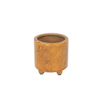 The Foreside Home & Garden Glossy Brown Ceramic Planter Pot features a small, round design with three short legs, a smooth finish, and a subtle brown reactive glaze, shown isolated on a white background.