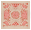 The Pink Cosmos Bandana by Pen+Pine is a square beige cotton accessory featuring intricate pink flower line art and symmetrical moth designs, silk screened for an eco-friendly, decorative pattern.