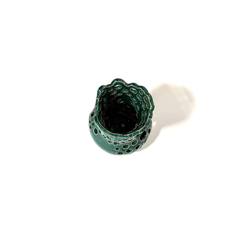 Green Clay Vessel with Holes