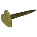 The HomArt Heart Nail, Brass, features a chic brass finish with a flat, heart-shaped head and pointed tip, displayed against a white background.
