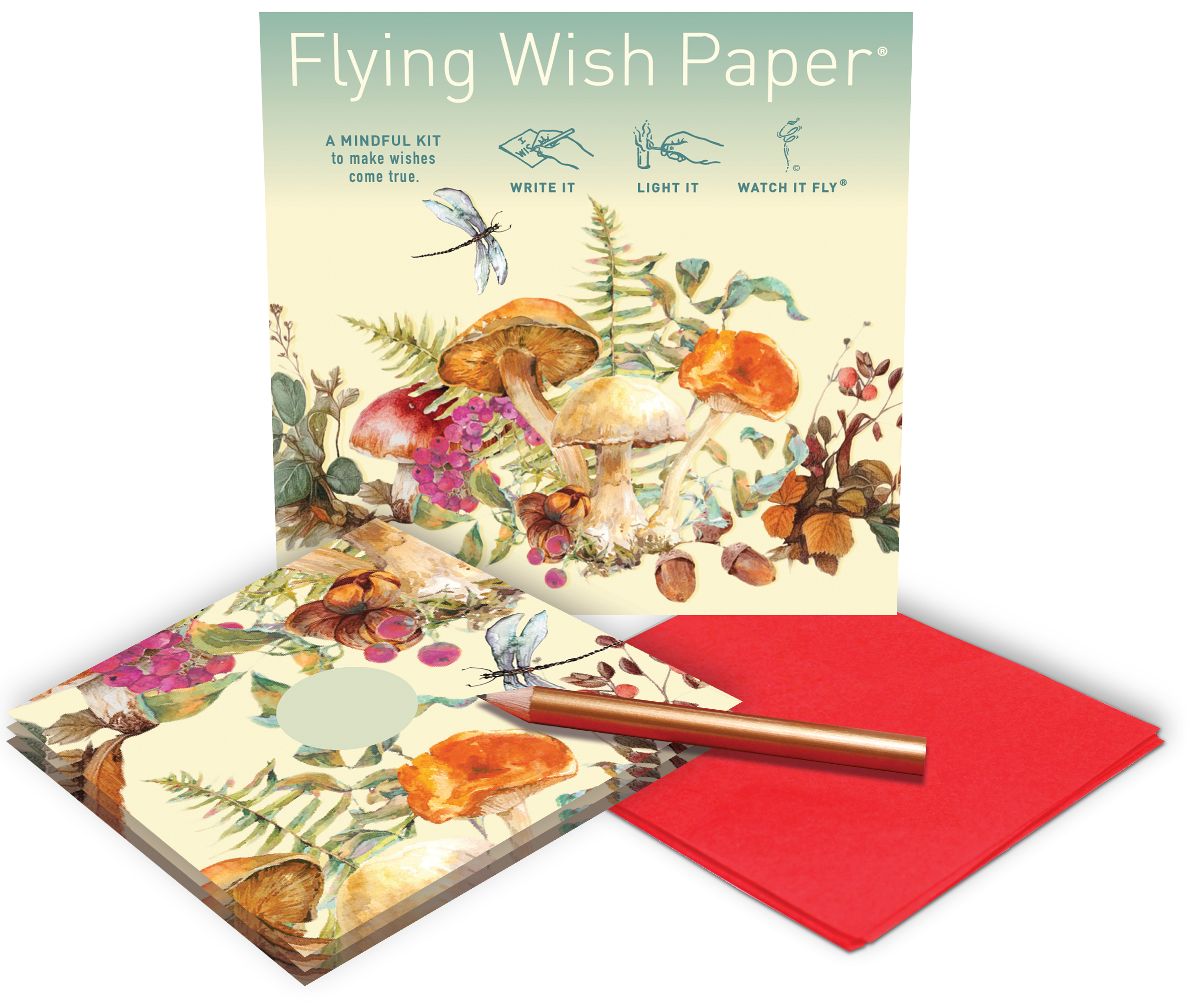 A paper and pen set for jotting dreams—a mindful gift inspired by the BOTANICALS — Flying Wish Paper® Standard Mini WISHING KIT™ from FLYING WISH PAPER®.