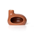 The 123 Farm Ceramic Incense Burner Oven features a smooth brown ceramic finish, rounded shape, small top opening, and large oval front cutout—ideal as a meditation centerpiece or smudge stick holder—against a plain white background.