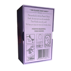 The Lavender Gold Foil Tarot & Guide | Classic Tarot Design by Vieux Monde features its 1909 origins, three Rider-Waite card illustrations, and a barcode—perfect for your tarot guidebook collection.