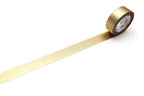 A roll of mt masking tape (Sweet Bella) High Brightness Champagne Gold washi tape with a strip unrolled against a white background.