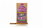 A painted illustration of a large, purple Rachel Nelson • Fab cleaner bottle by Thyne Goods stands upright with a ruler for scale, evoking neon flower art, set against a plain white background.