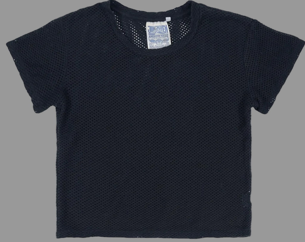 Black textured t-shirt on a white background