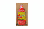 A painted illustration titled "Rachel Nelson • Valentino" by Thyne Goods features a Valentina hot sauce bottle with a yellow label and red cap on found cardboard, set against a plain white background.
